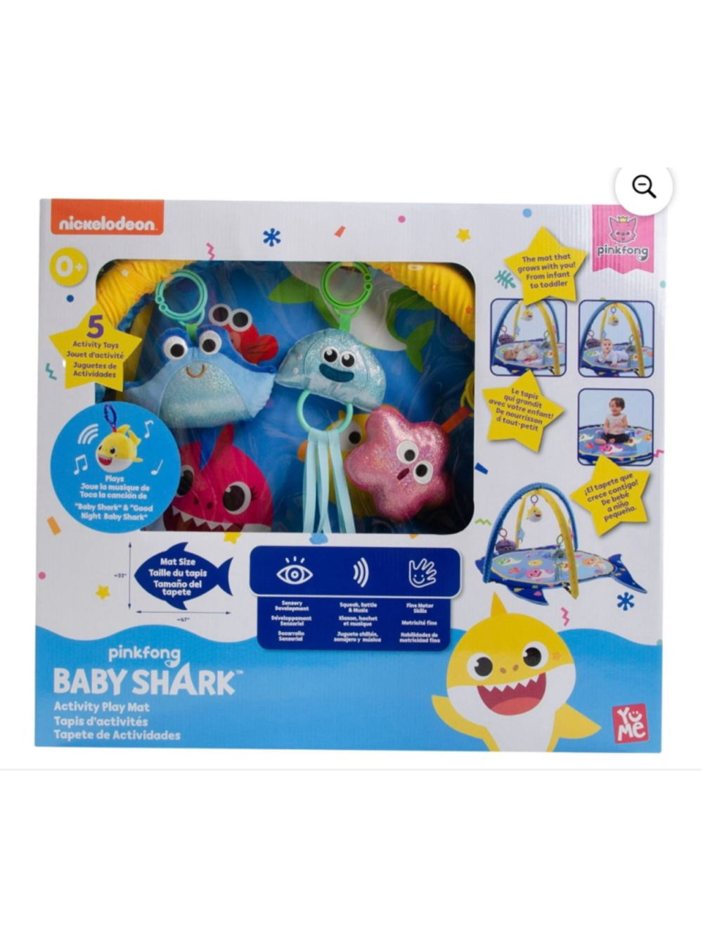 NEW Baby Nickelodeon Pinkfong Baby Shark Activity Play Mat One Size Blue Yellow